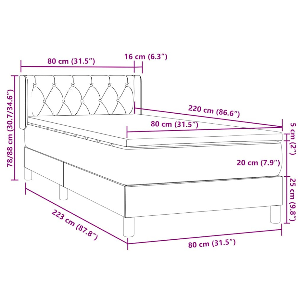 Produktbild för Ramsäng med madrass rosa 80x220 cm sammet