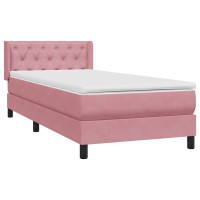 Produktbild för Ramsäng med madrass rosa 80x220 cm sammet