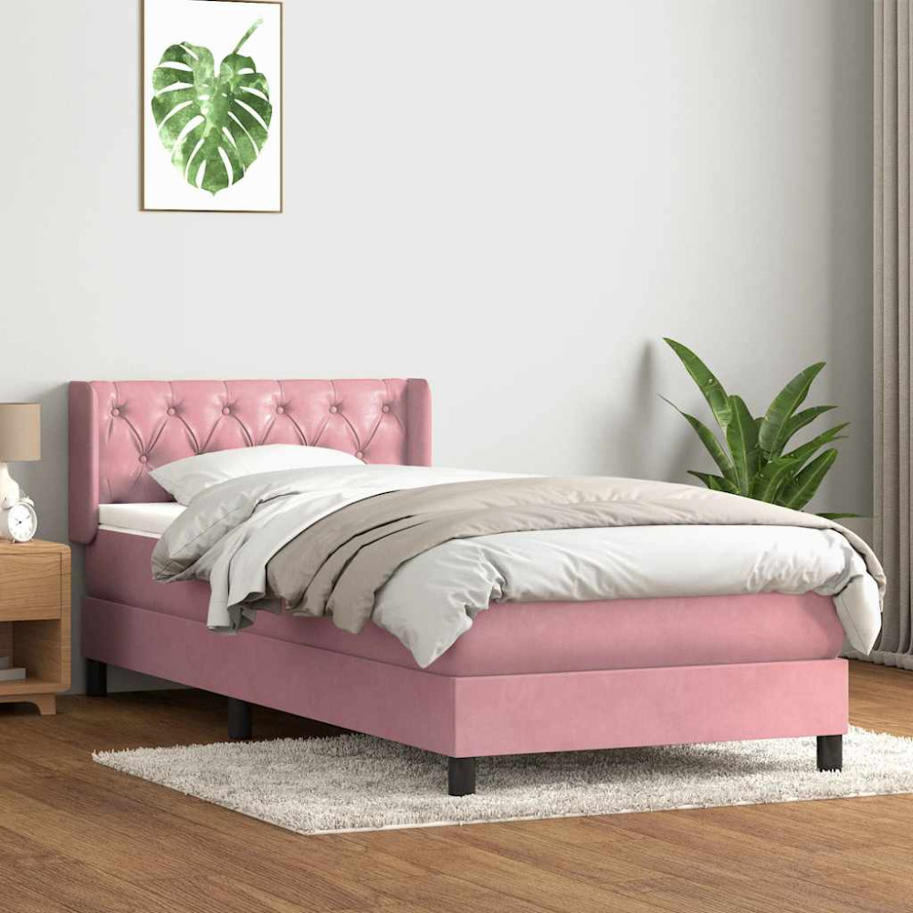 Produktbild för Ramsäng med madrass rosa 80x220 cm sammet