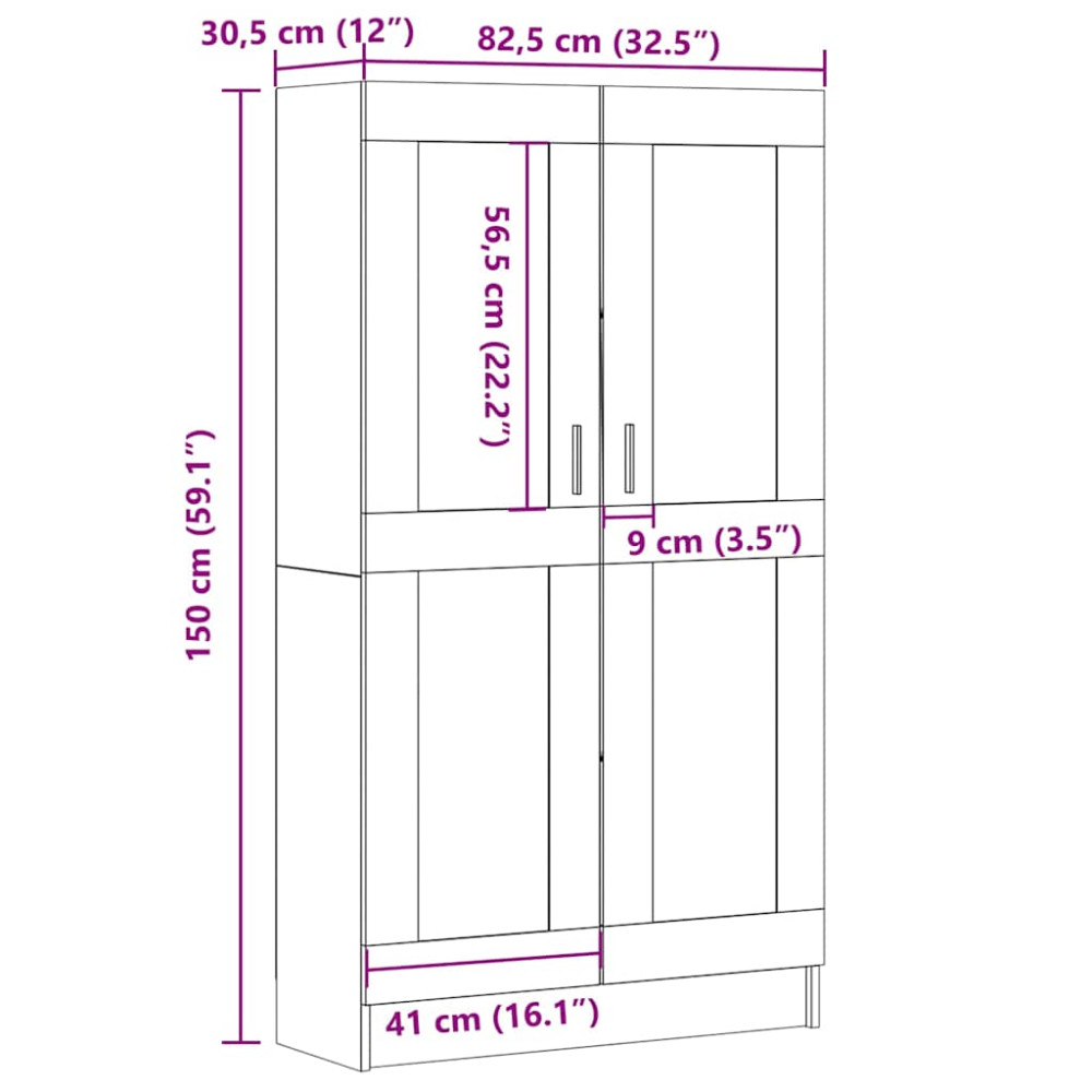 Produktbild för Bokskåp åldrat trä 82,5x30,5x150 cm konstruerat trä