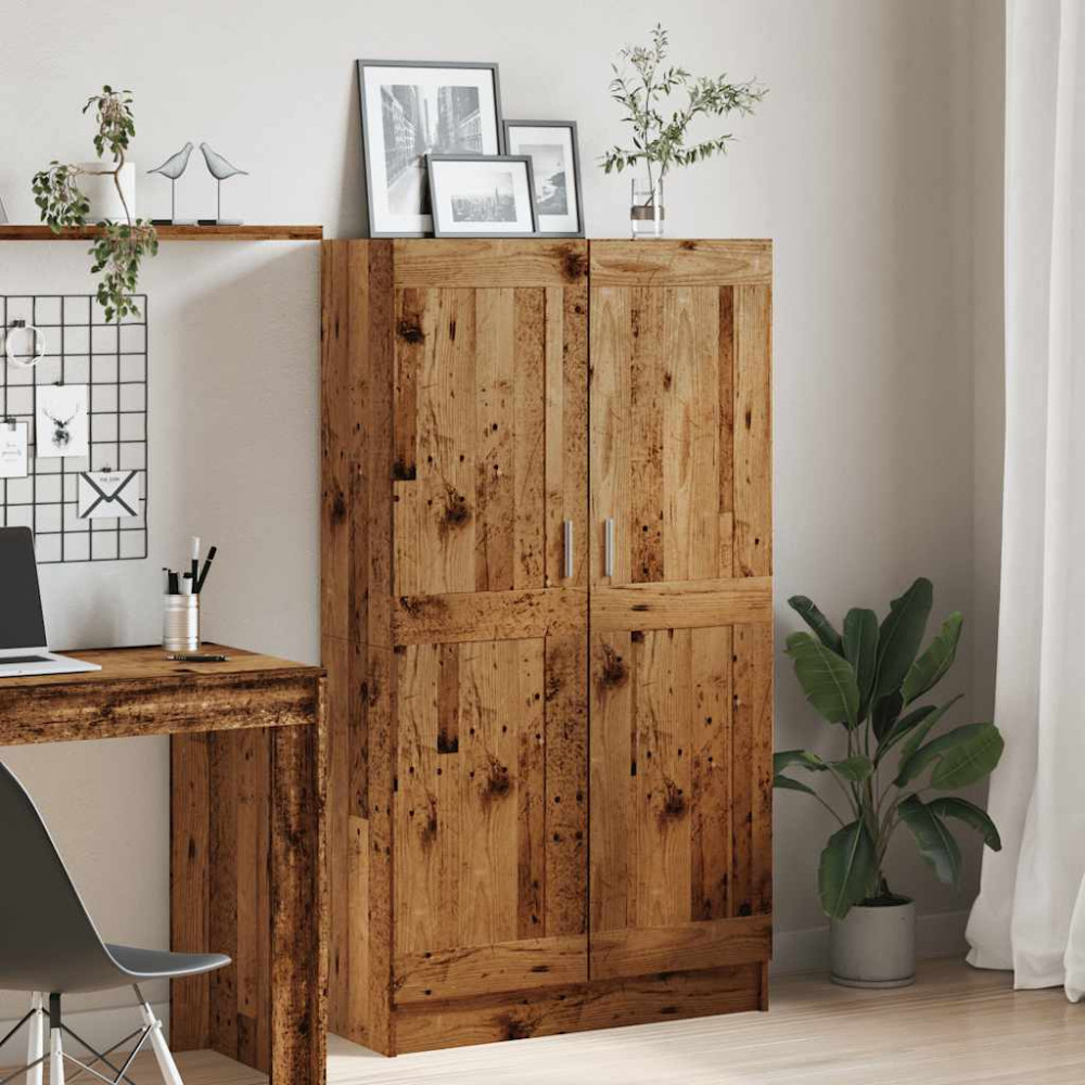 Produktbild för Bokskåp åldrat trä 82,5x30,5x150 cm konstruerat trä