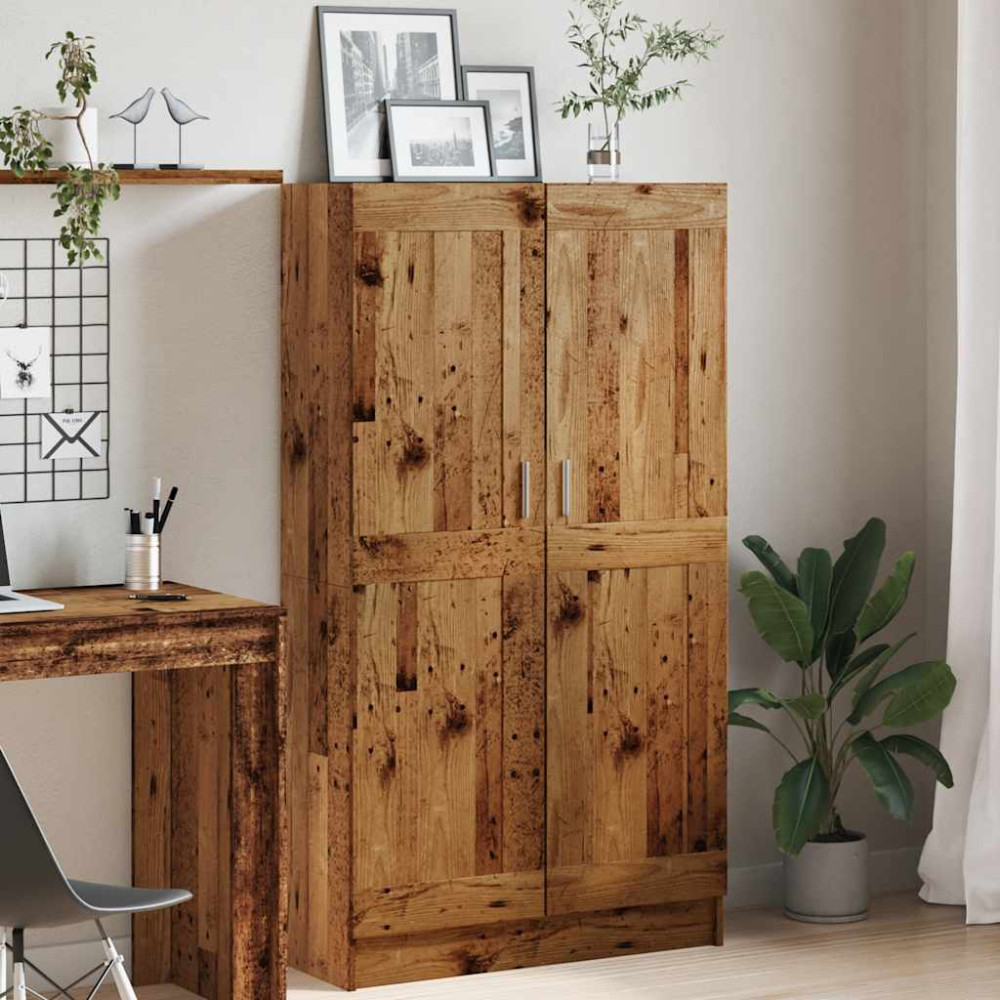 Produktbild för Bokskåp åldrat trä 82,5x30,5x150 cm konstruerat trä