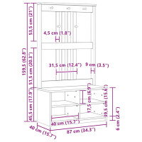 Produktbild för Hallträd SANDNES 87x40x159,5cm massiv träfuru