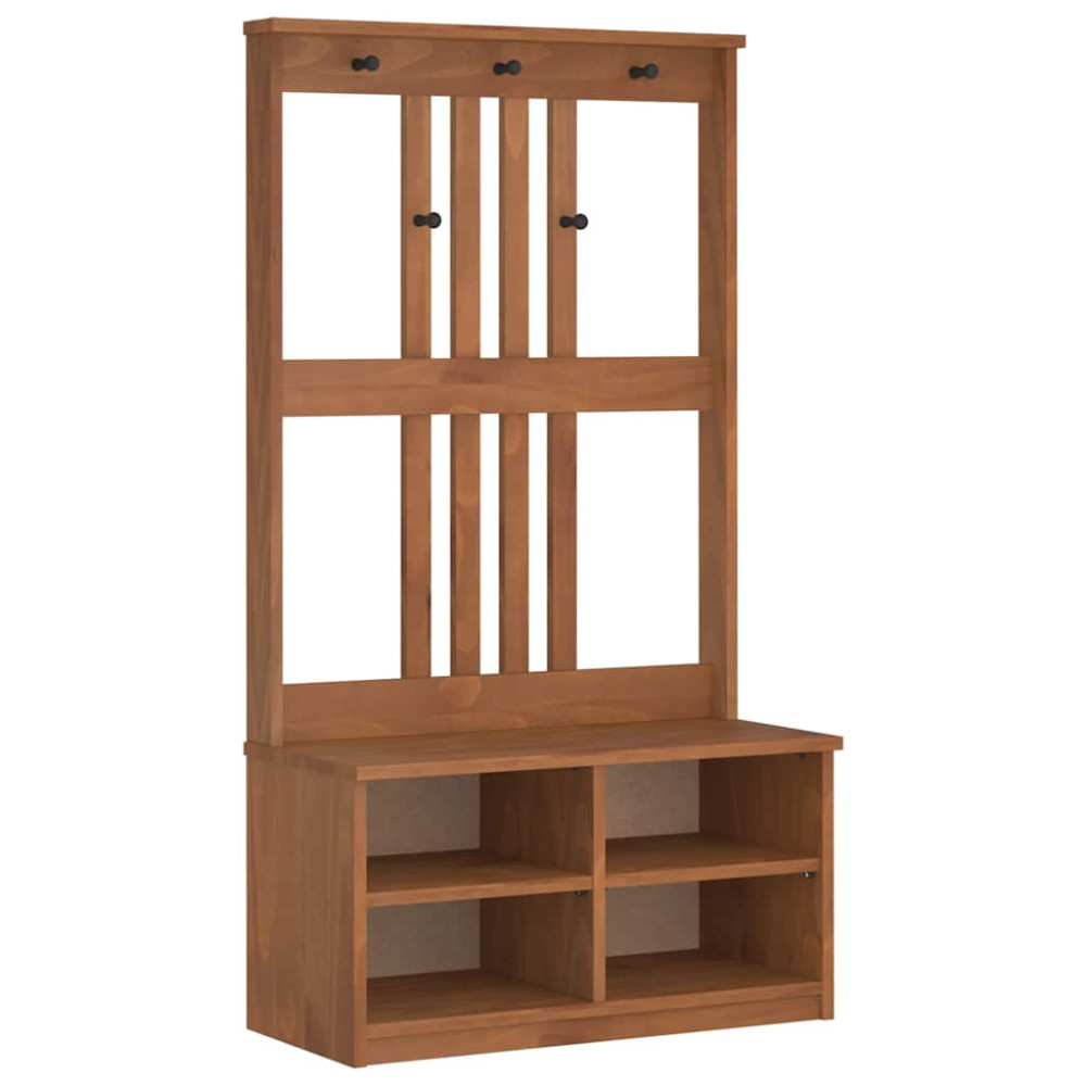Produktbild för Hallträd SANDNES 87x40x159,5cm massiv träfuru