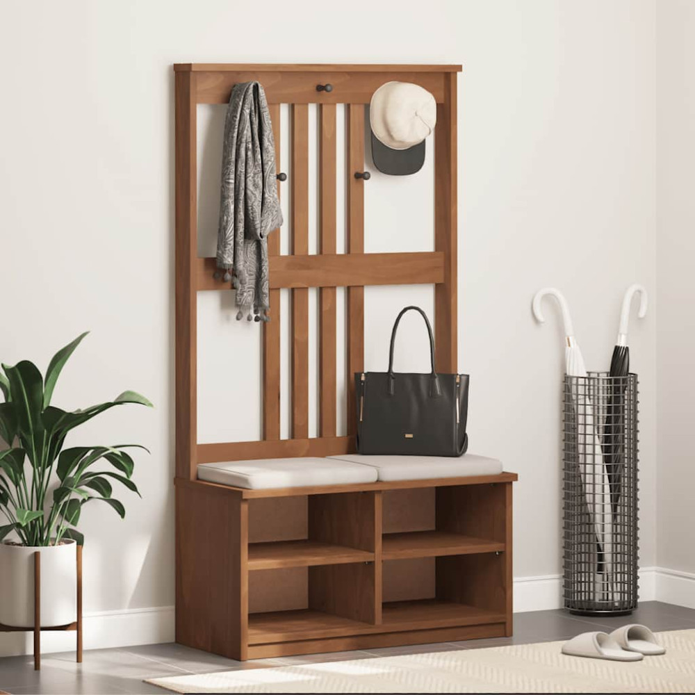 Produktbild för Hallträd SANDNES 87x40x159,5cm massiv träfuru