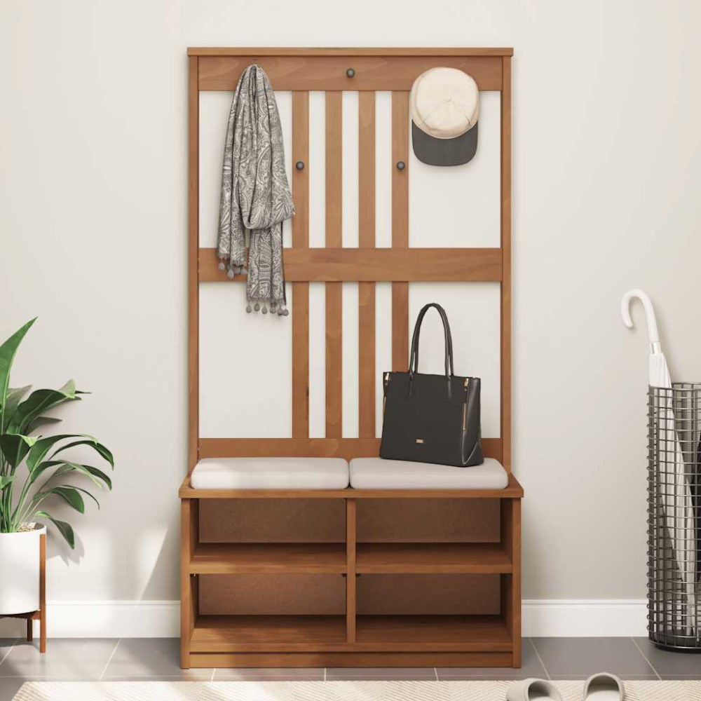 Produktbild för Hallträd SANDNES 87x40x159,5cm massiv träfuru