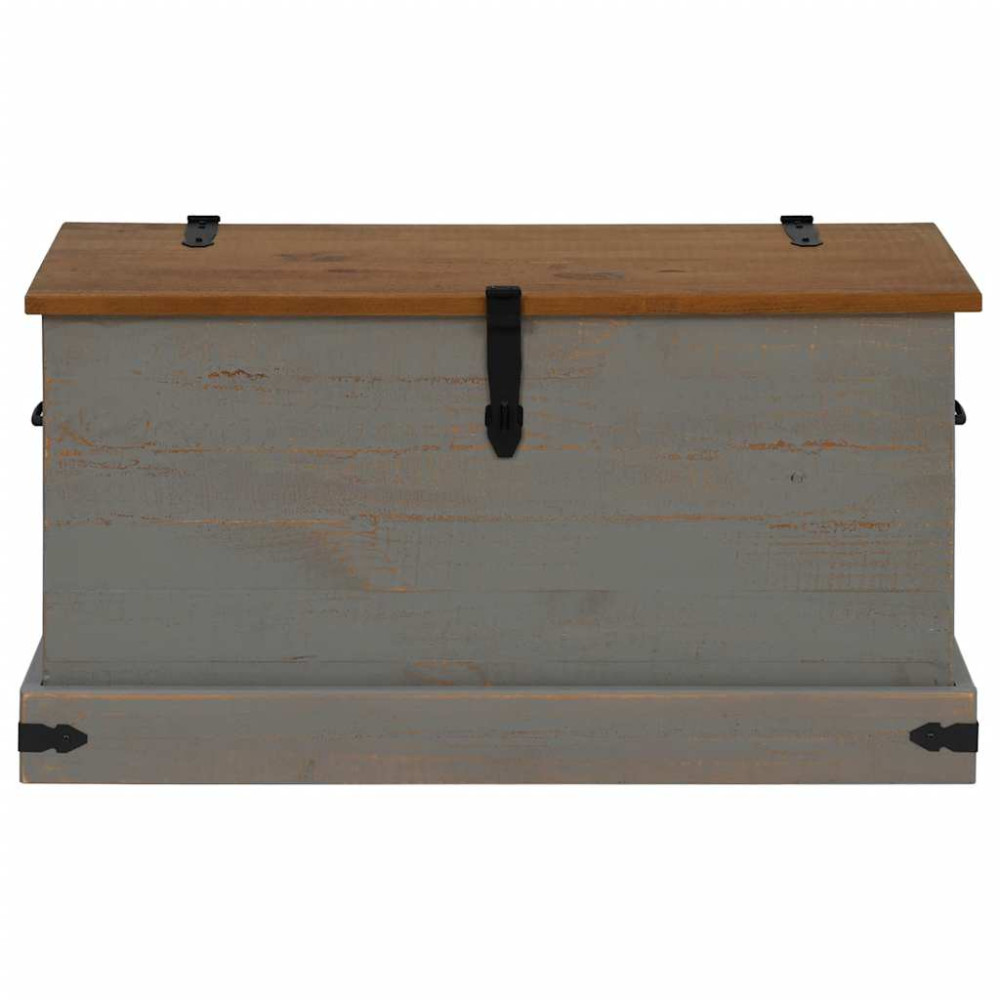 Produktbild för Förvaringskista HALDEN grå 91x48x47 cm massiv trä furu