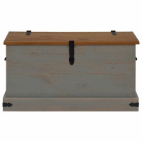 Produktbild för Förvaringskista HALDEN grå 91x48x47 cm massiv trä furu