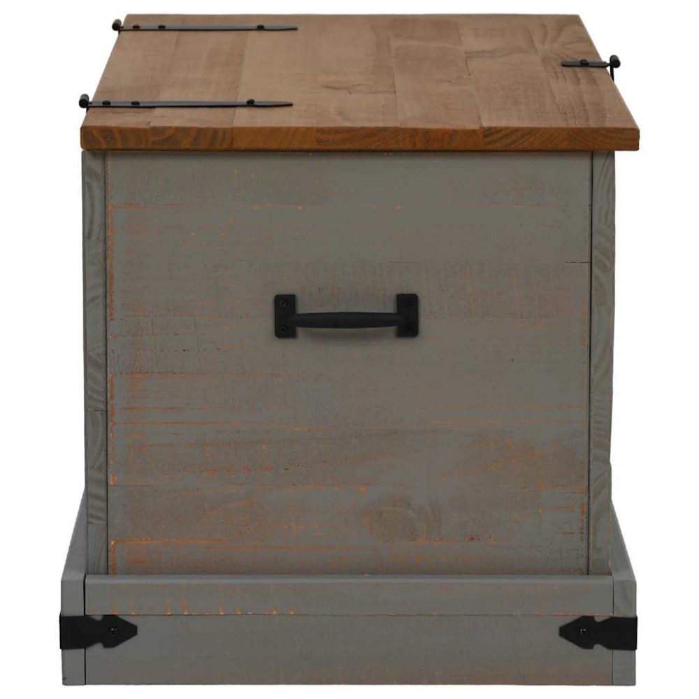 Produktbild för Förvaringskista HALDEN grå 91x48x47 cm massiv trä furu