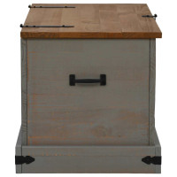 Produktbild för Förvaringskista HALDEN grå 91x48x47 cm massiv trä furu