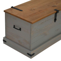 Produktbild för Förvaringskista HALDEN grå 91x48x47 cm massiv trä furu