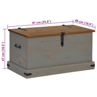 Produktbild för Förvaringskista HALDEN grå 91x48x47 cm massiv trä furu