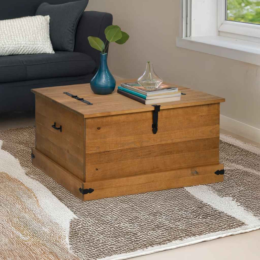 Produktbild för Förvaringskista HALDEN 91x91x47 cm massiv trä furu