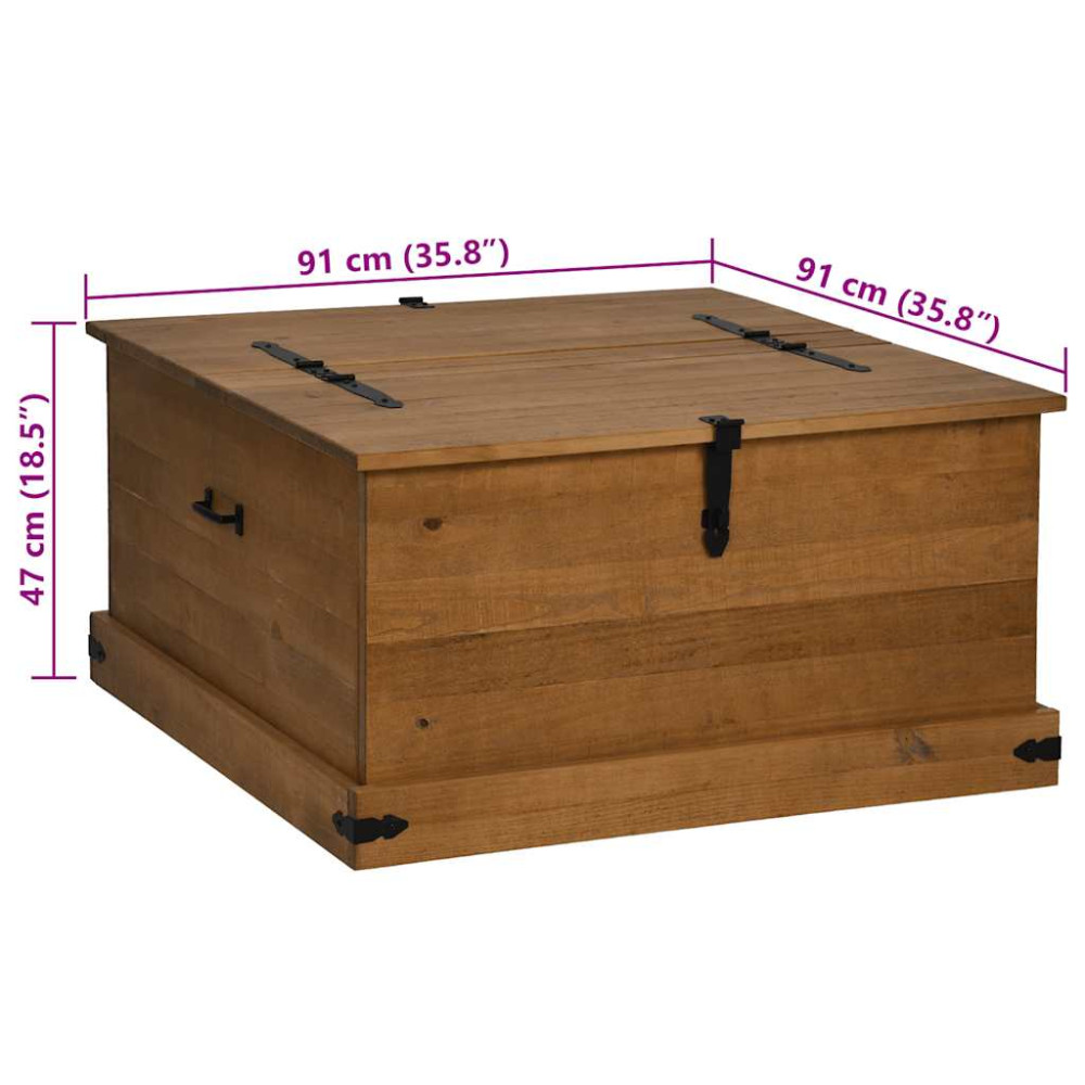 Produktbild för Förvaringskista HALDEN 91x91x47 cm massiv trä furu