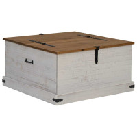 Produktbild för Förvaringskista HALDEN vit 91x91x47 cm massiv trä furu