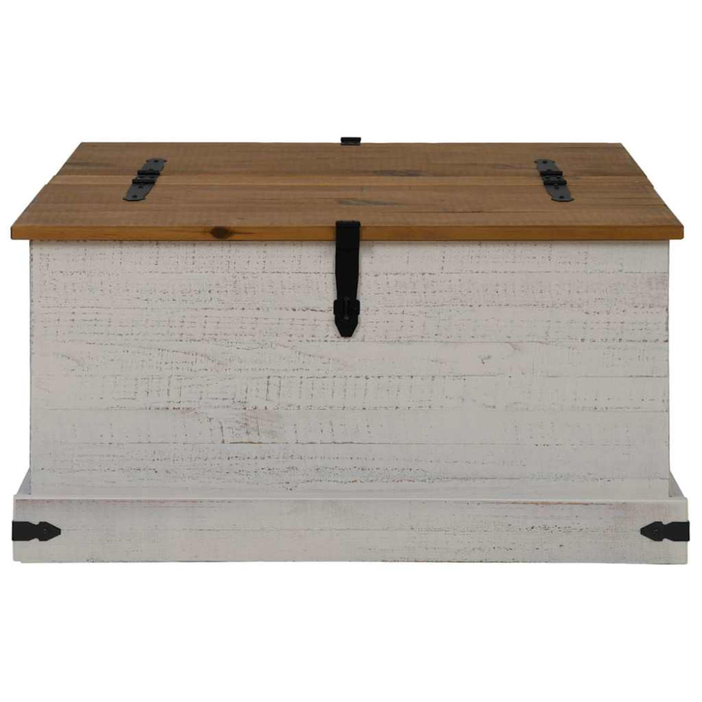 Produktbild för Förvaringskista HALDEN vit 91x91x47 cm massiv trä furu