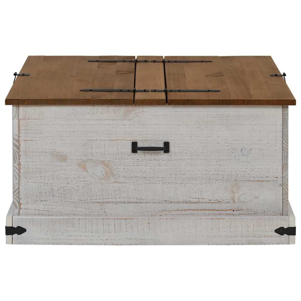 Produktbild för Förvaringskista HALDEN vit 91x91x47 cm massiv trä furu