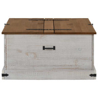 Produktbild för Förvaringskista HALDEN vit 91x91x47 cm massiv trä furu