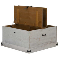 Produktbild för Förvaringskista HALDEN vit 91x91x47 cm massiv trä furu
