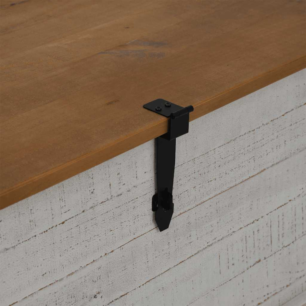 Produktbild för Förvaringskista HALDEN vit 91x91x47 cm massiv trä furu