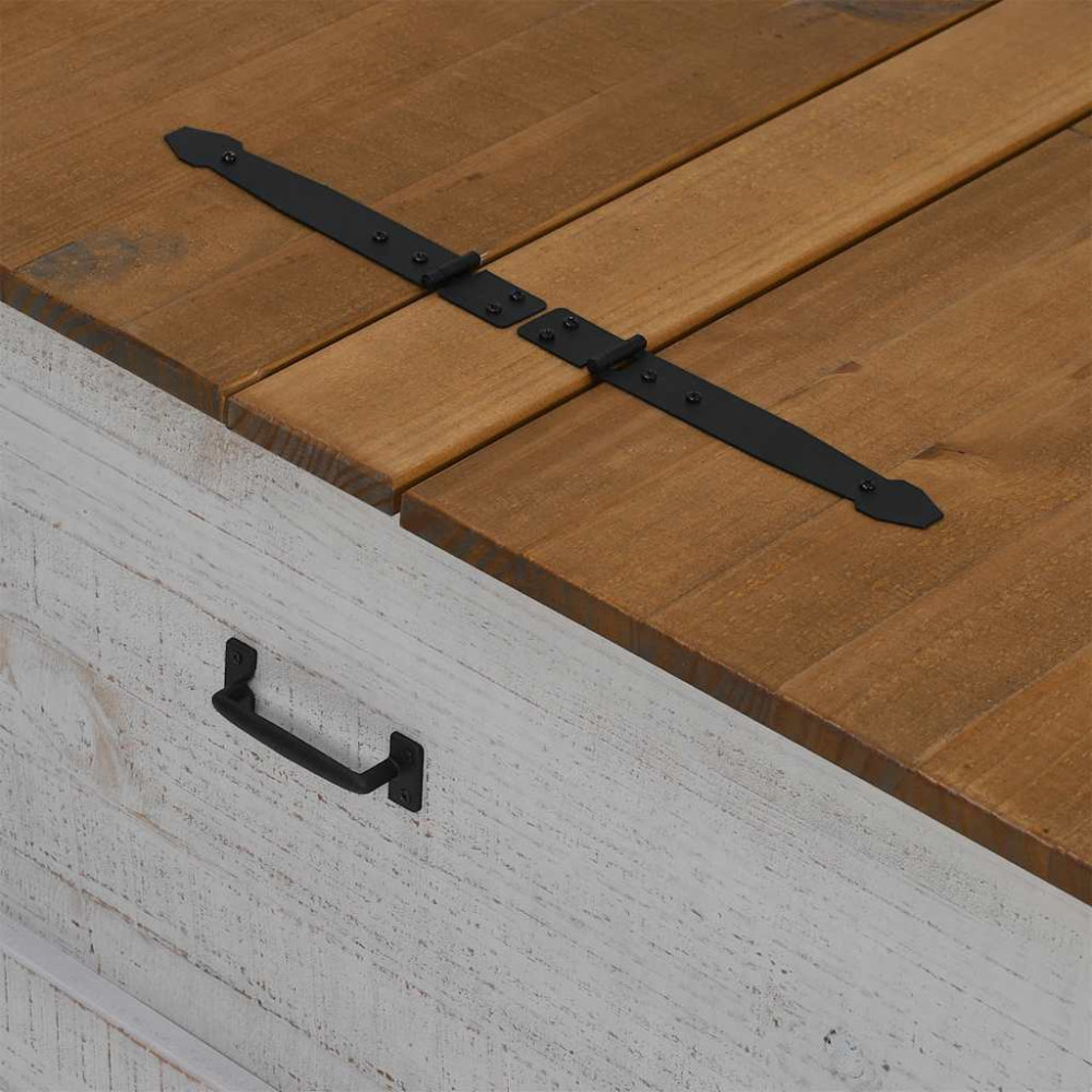 Produktbild för Förvaringskista HALDEN vit 91x91x47 cm massiv trä furu
