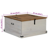 Produktbild för Förvaringskista HALDEN vit 91x91x47 cm massiv trä furu