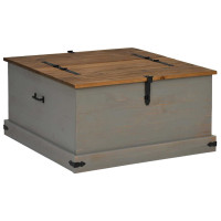 Produktbild för Förvaringskista HALDEN grå 91x91x47 cm massiv trä furu