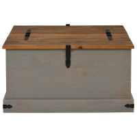 Produktbild för Förvaringskista HALDEN grå 91x91x47 cm massiv trä furu