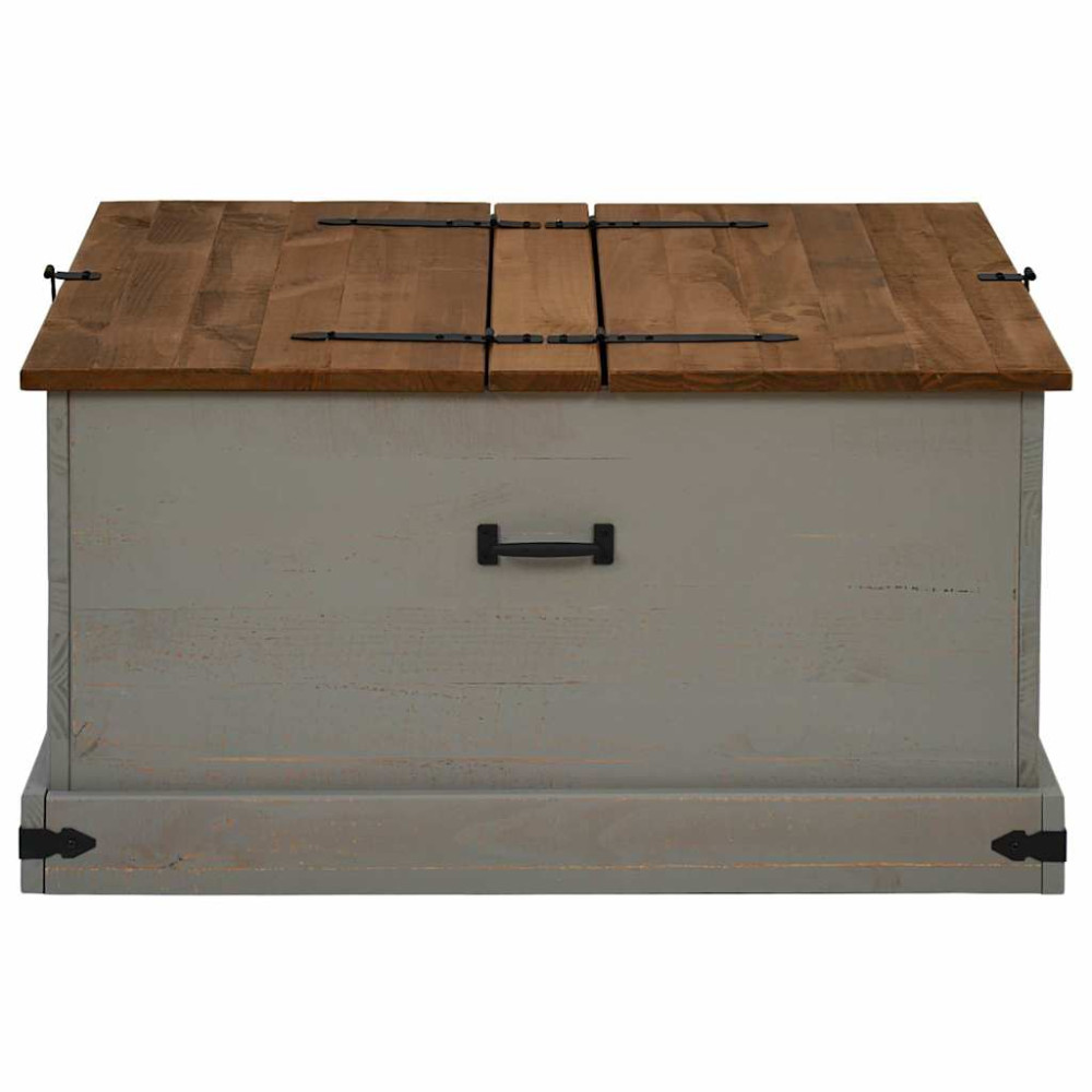 Produktbild för Förvaringskista HALDEN grå 91x91x47 cm massiv trä furu
