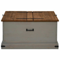 Produktbild för Förvaringskista HALDEN grå 91x91x47 cm massiv trä furu