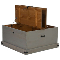 Produktbild för Förvaringskista HALDEN grå 91x91x47 cm massiv trä furu