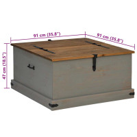 Produktbild för Förvaringskista HALDEN grå 91x91x47 cm massiv trä furu