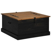 Produktbild för Förvaringskista HALDEN svart 91x91x47 cm massiv trä furu