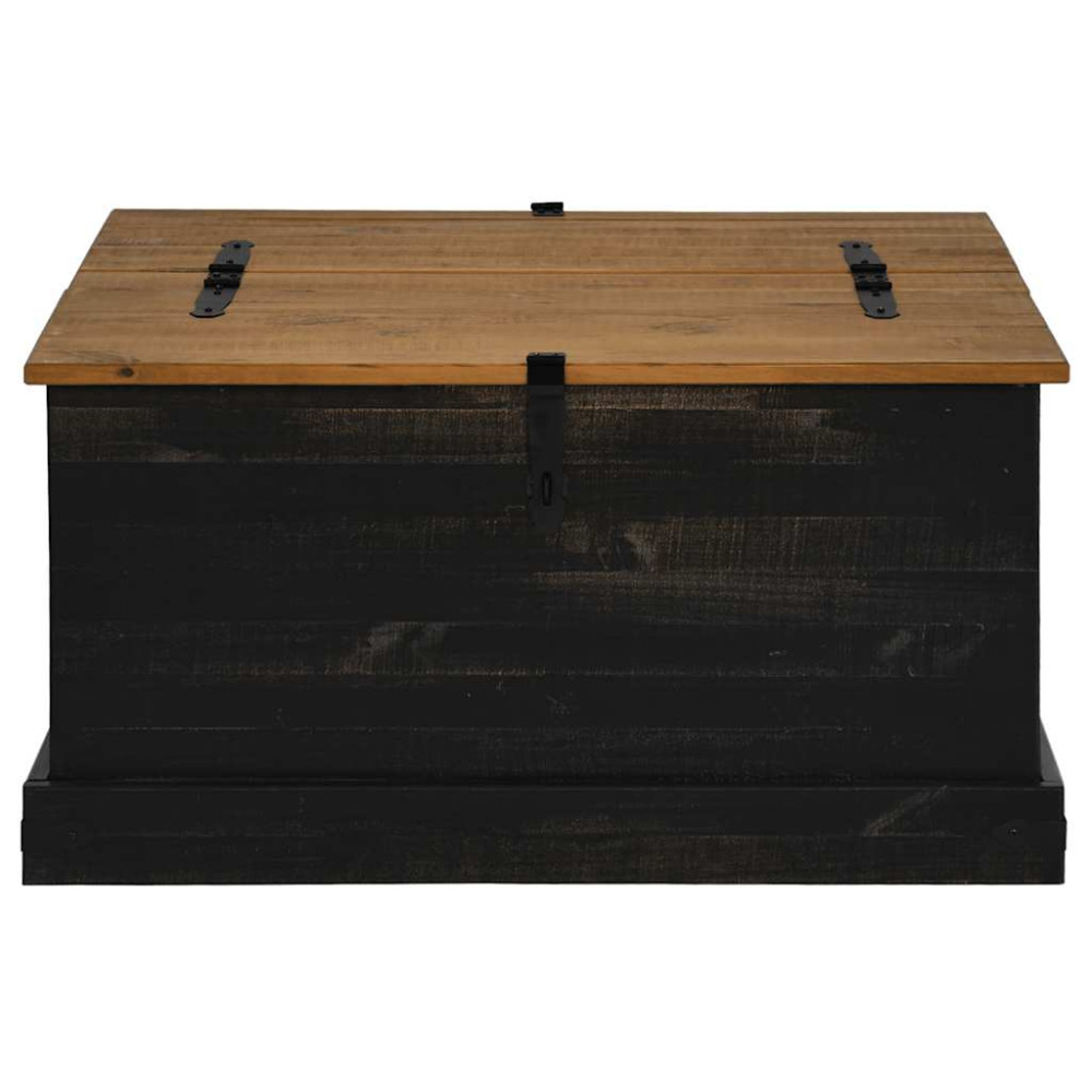 Produktbild för Förvaringskista HALDEN svart 91x91x47 cm massiv trä furu