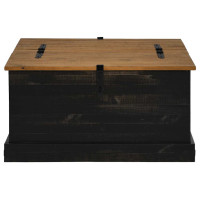 Produktbild för Förvaringskista HALDEN svart 91x91x47 cm massiv trä furu