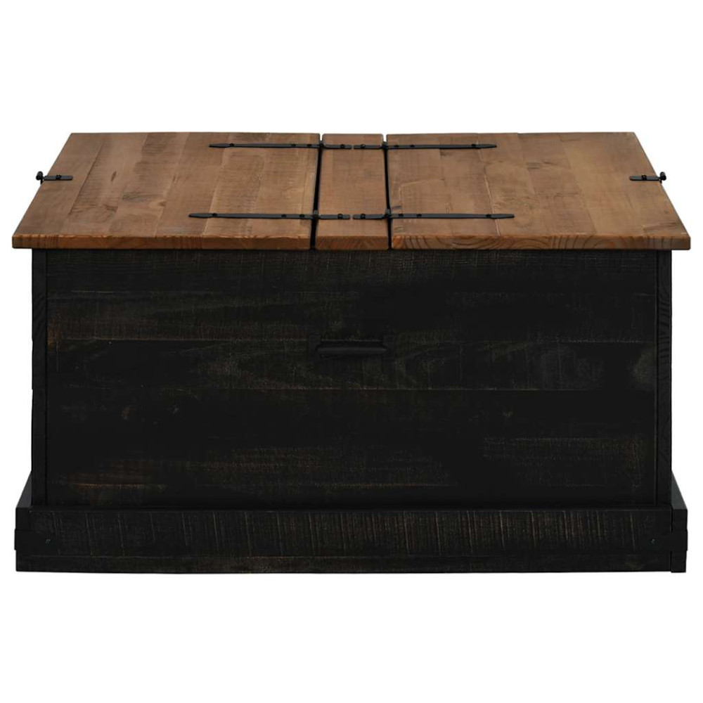 Produktbild för Förvaringskista HALDEN svart 91x91x47 cm massiv trä furu