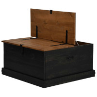 Produktbild för Förvaringskista HALDEN svart 91x91x47 cm massiv trä furu