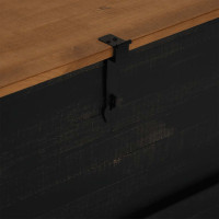 Produktbild för Förvaringskista HALDEN svart 91x91x47 cm massiv trä furu