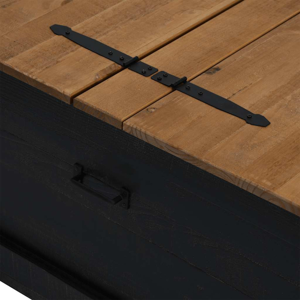 Produktbild för Förvaringskista HALDEN svart 91x91x47 cm massiv trä furu