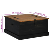 Produktbild för Förvaringskista HALDEN svart 91x91x47 cm massiv trä furu