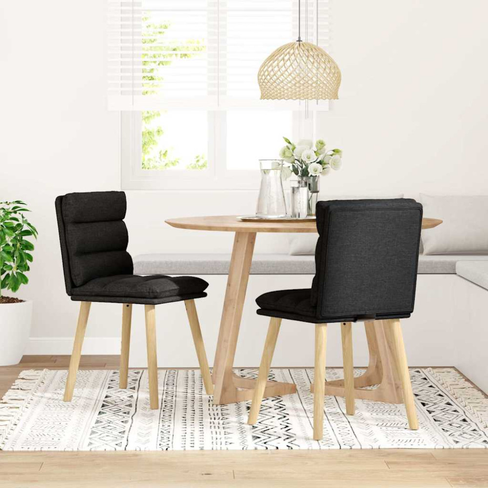 Produktbild för Matstolar 2 st svart tyg