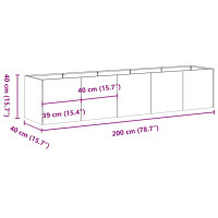 Produktbild för Kruka antracit 200x40x40 cm kallvalsat stål