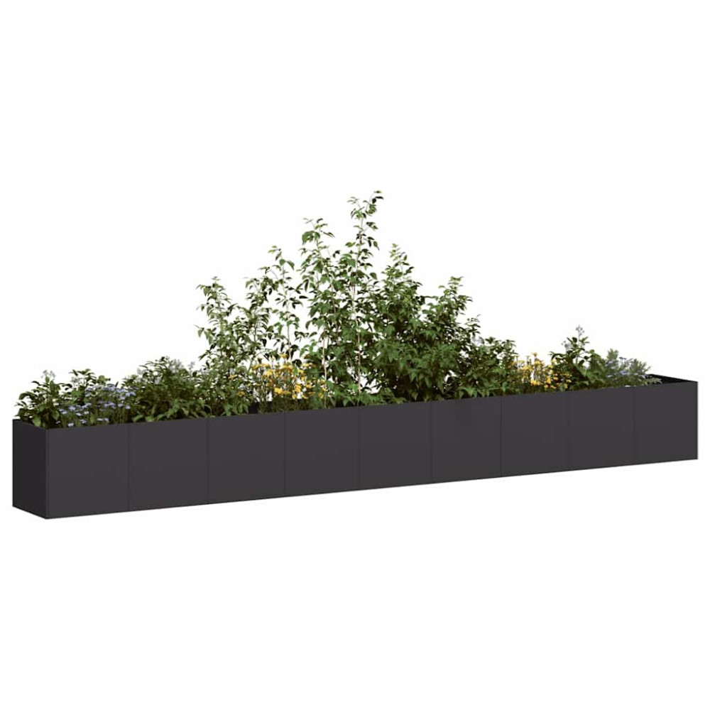 Produktbild för Planteringskärl svart 360x40x40 cm kallvalsat stål