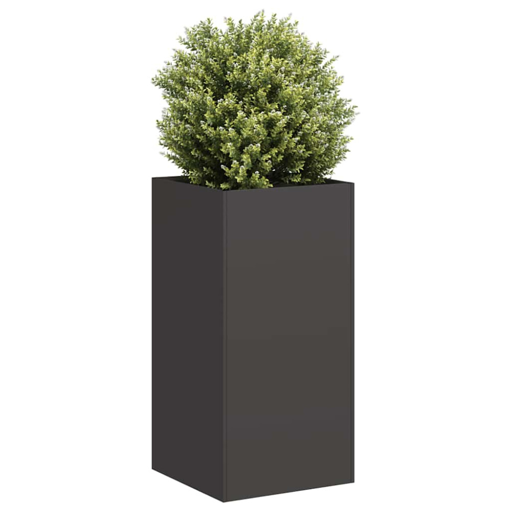 Produktbild för Planteringskärl svart 40x40x80 cm kallvalsat stål
