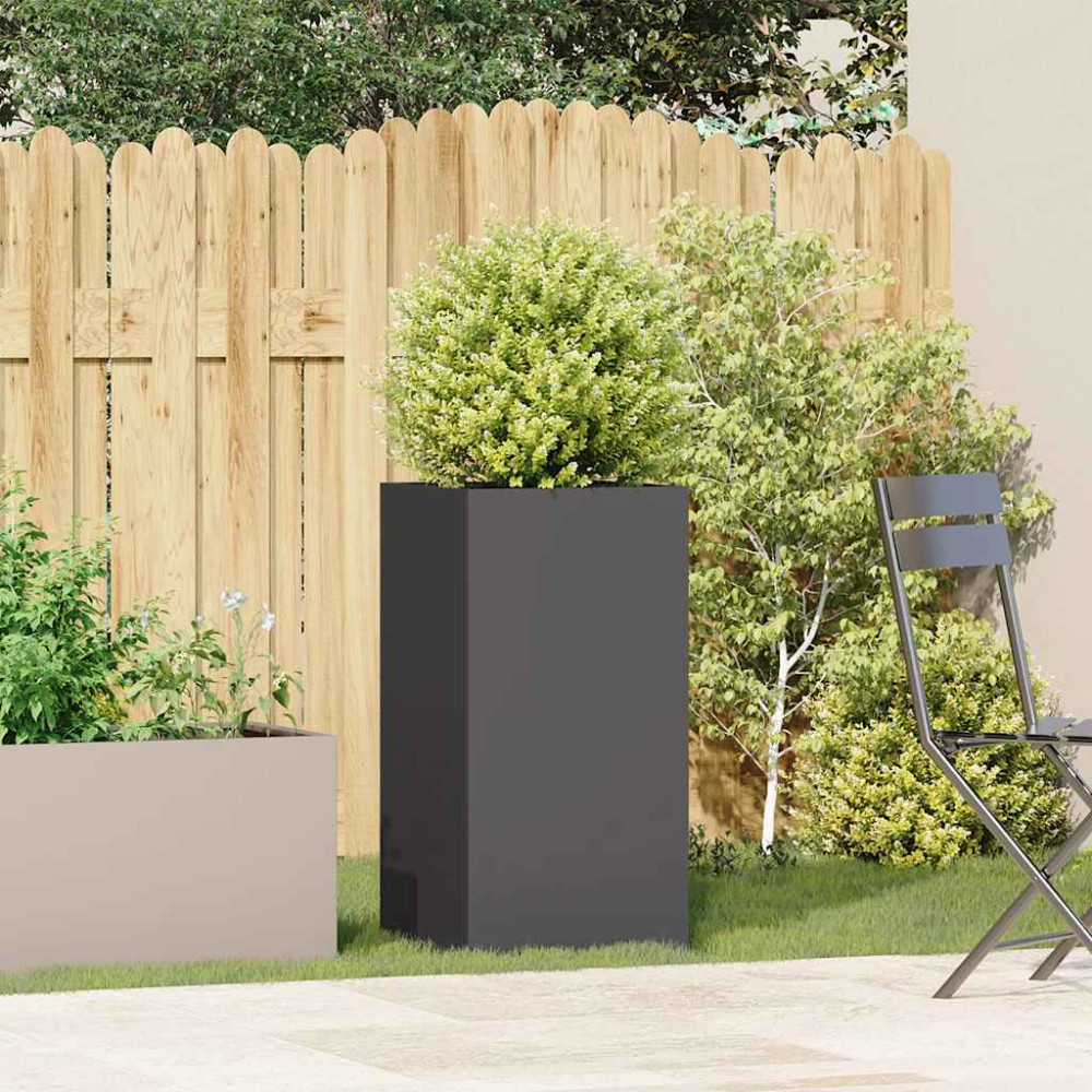 Produktbild för Planteringskärl svart 40x40x80 cm kallvalsat stål