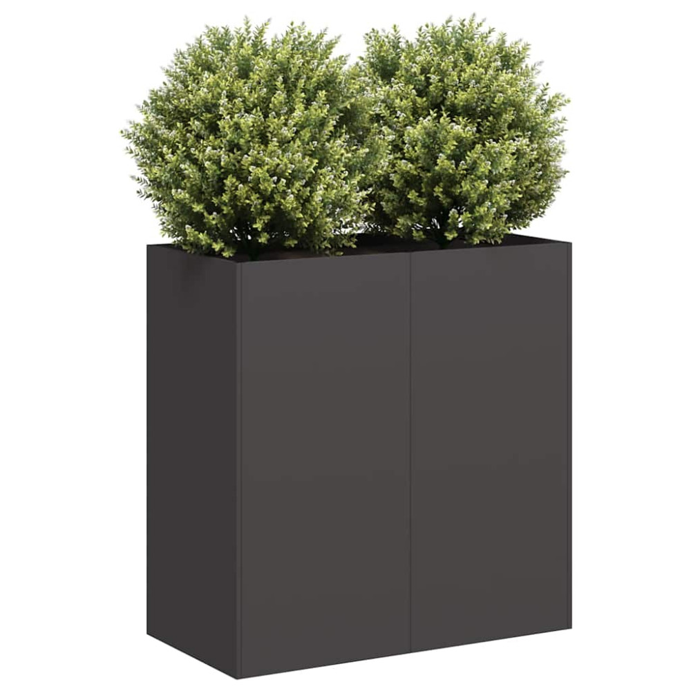 Produktbild för Planteringskärl svart 80x40x80 cm kallvalsat stål