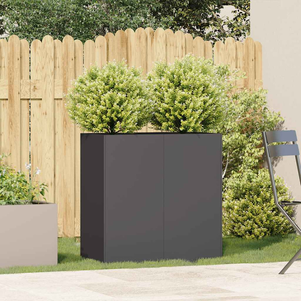 Produktbild för Planteringskärl svart 80x40x80 cm kallvalsat stål