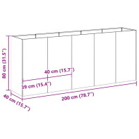 Produktbild för Planteringskärl antracit 200x40x80 cm kallvalsat stål
