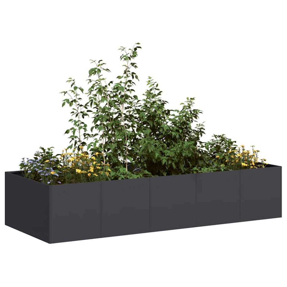 Produktbild för Odlingslåda svart 200x80x40 cm stål