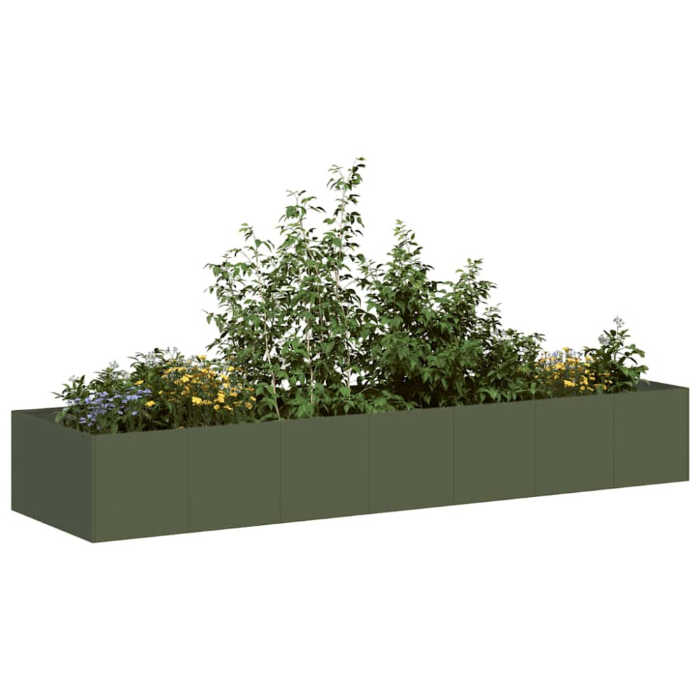 Produktbild för Planteringskärl olivgrön 280x80x40 cm stål